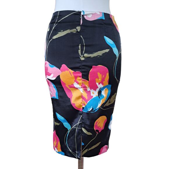 DOLCE  & GABBANA D&G Black Floral Print Satin Pencil Skirt IT 42 Small - Picture 3 of 10
